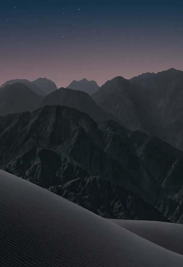 Night (Dark) sand dunes and mountain ridges — iPhone Duo cover wallpaper preview